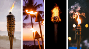16 idéias de jardim brilhantes usando tochas tiki que adicionam charme instantâneo